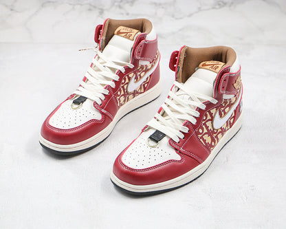 Nike Air Jordan 1 Retro High Dior Red Sneakers Joint Edition
