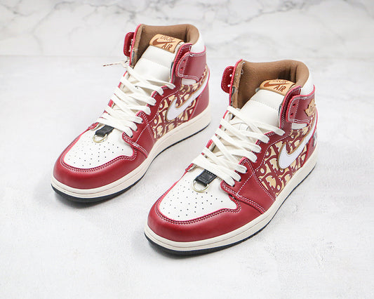 Nike Air Jordan 1 Retro High Dior Red Sneakers Joint Edition