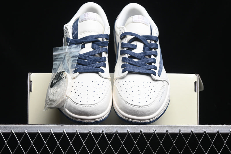 Travis Scott Fragment Design Nike Air Jordan 1 Low Givenchy OG SP Blue Sole White Sneakers