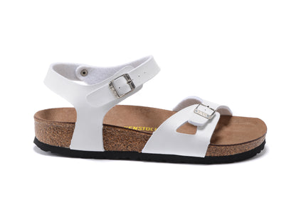 Birkenstock White Matte Single Buckle Slip Band Buckle Strap Sandal