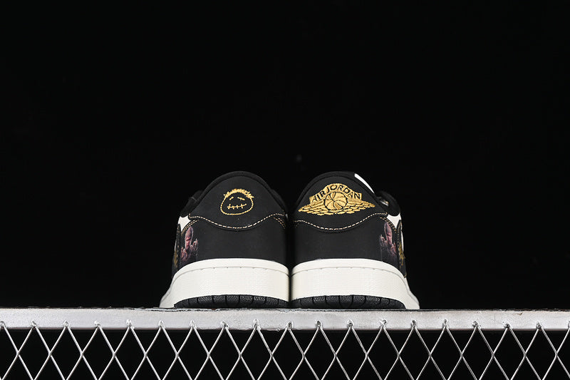 Nike Air Jordan 1 Low OG SP Travis Scott Fragment Design Black White Gold Sneakers