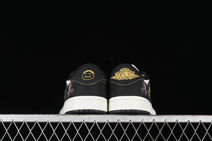 Nike Air Jordan 1 Low OG SP Travis Scott Fragment Design Black White Gold Sneakers