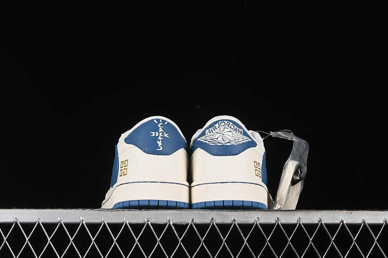 Travis Scott Fragment Design Nike Air Jordan 1 Low OG SP Blue Sole White Sneakers