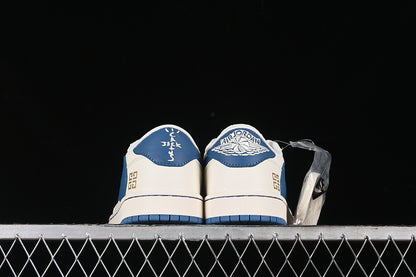 Travis Scott Fragment Design Nike Air Jordan 1 Low OG SP Blue Sole White Sneakers