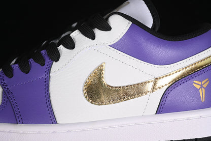 Nike Air Jordan 1 Low White Black Purple Gold Sneakers