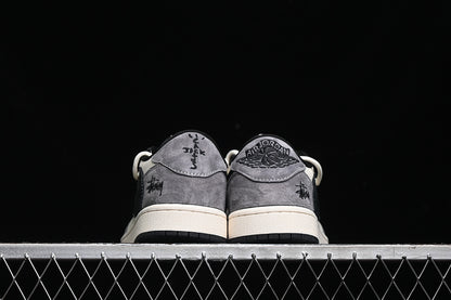 Travis Scott Fragment Design Nike Air Jordan 1 Low OG SP Black Grey White Sneakers