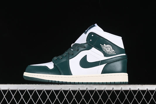 Nike Air Jordan 1 Mid White Sail Oxidized Green Sneakers