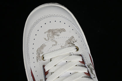 Nike Air Jordan 2 Retro Low Year Of Dragon Sail Cedar Dark Smoke Grey Dark Red Shoe Sole Sneakers