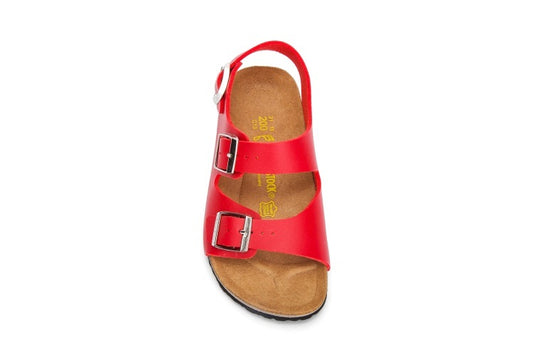Birkenstock Two-Button Red Matte Leather Sandals