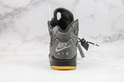 Nike Air Jordan Retro 5 SP x Off-White Mid Muslin Medium Grey Sneakers