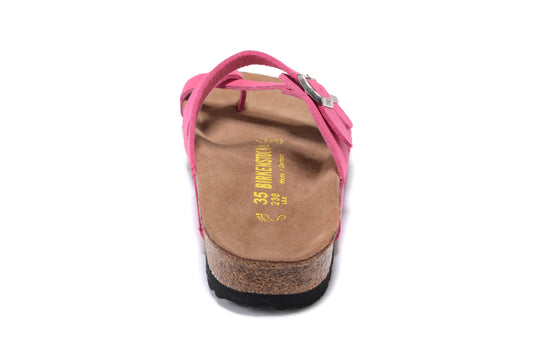 Birkenstock Rose Red Comfort Toe-Loop Leather Sandals
