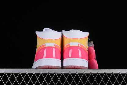 Nike Air Jordan 1 Mid GS Edge Glow White Pink Blast Sneakers
