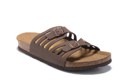 Birkenstock Granada Hollow Butterfly Pattern Brown Scrub Double Buckle Leather Sandal