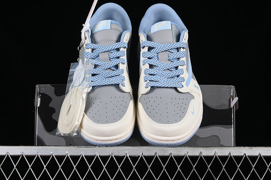 Nike Air Jordan 1 Low Travis Scott Fragment Design BAPE Grey White Blue Sneakers