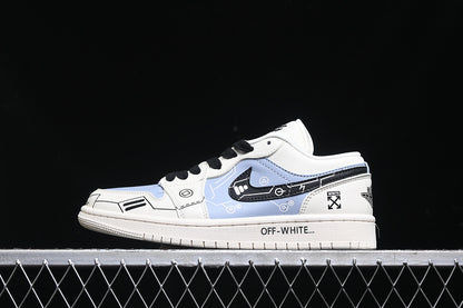 Nike Air Jordan 1 Low Black White Blue Sneakers