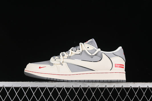 Travis Scott Fragment Design Nike Air Jordan 1 Low Supreme OG SP White Grey Sneakers