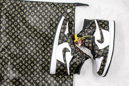 Nike Air Jordan 1 Retro LV White Black Printing Sneakers Joint Edition