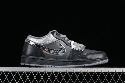 Nike Air Jordan 1 Low Black Grey Silver Sneakers