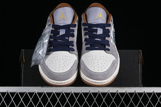 Nike Air Jordan 1 Low SE Bamboo Panda Grey White Brown Sneakers