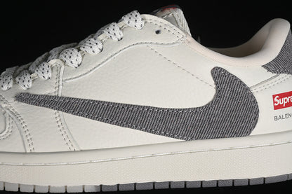 Nike Air Jordan 1 Low Supreme Travis Scott Fragment Design OG SP Grey White Sneakers