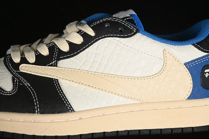 Nike Air Jordan 1 Low BAPE Travis Scott Fragment Design Blue Beige White Black Sneakers