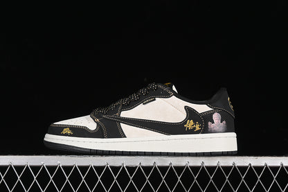Nike Air Jordan 1 Low OG SP Travis Scott Fragment Design Black White Gold Sneakers