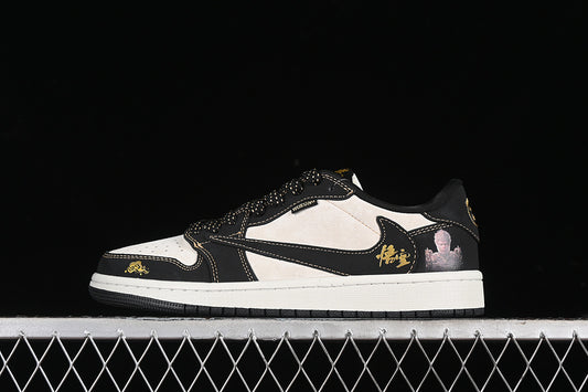 Nike Air Jordan 1 Low OG SP Travis Scott Fragment Design Black White Gold Sneakers