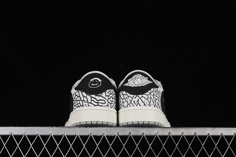 Travis Scott Fragment Design Nike Air Jordan 1 Low OG SP Black Light Grey White Sneakers