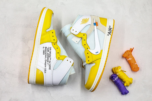 Nike Air Jordan Retro 1 Off-White Yellow White Sneakers