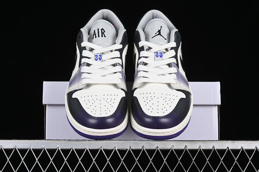 Nike Air Jordan 1 Low White Black Dark Purple Sneakers