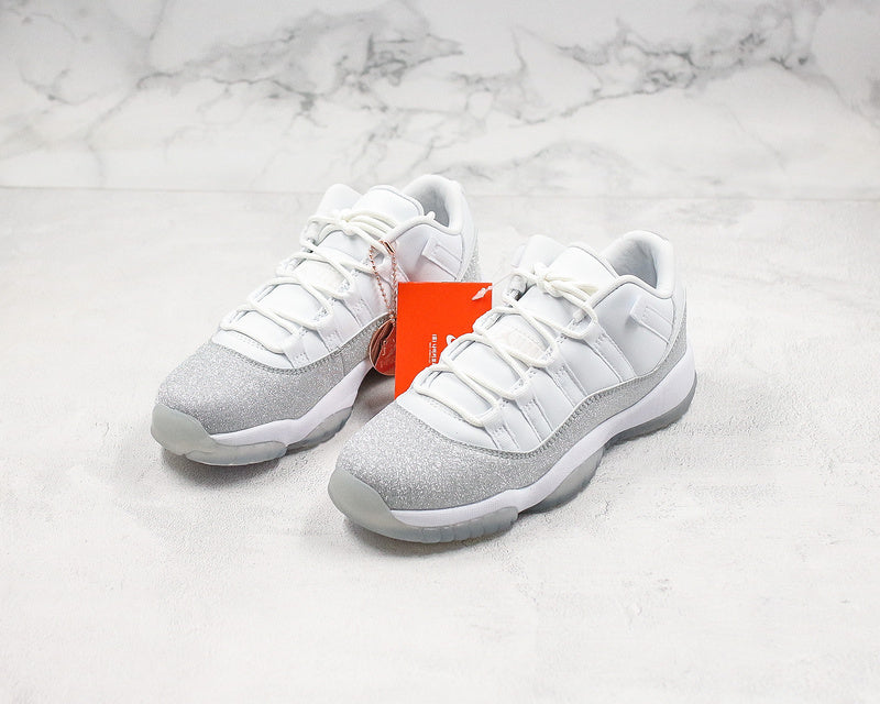Nike Air Jordan 11 Retro Low White Metallic Silver Sneakers