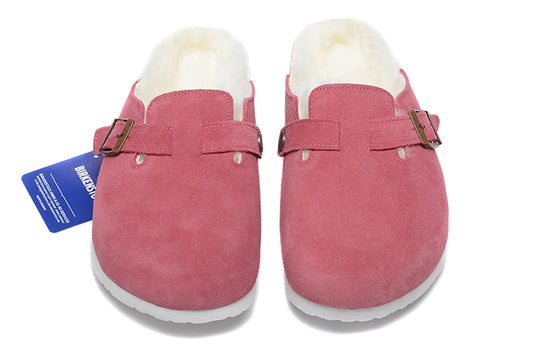Birkenstock Pink Suede White Shearling Lining Clog Shoes