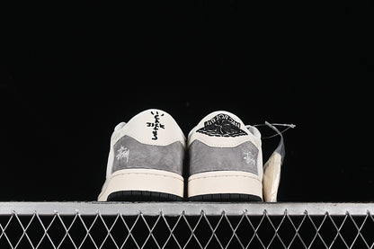 Travis Scott Fragment Design Nike Air Jordan 1 Low OG SP Light Grey White Sneakers
