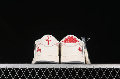 Nike Air Jordan 1 Low Travis Scott Fragment Design OG SP Beige Red Grey Sneakers