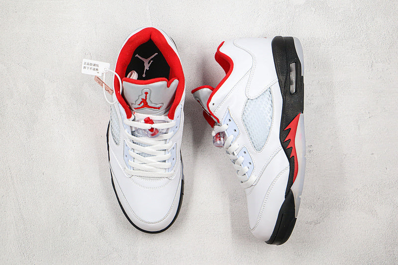 Nike Air Jordan 5 Retro Low-Top White/Fire Red/Black Sneakers