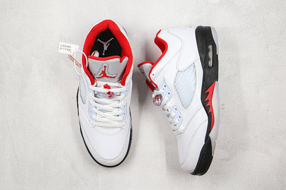 Nike Air Jordan 5 Retro Low-Top White/Fire Red/Black Sneakers