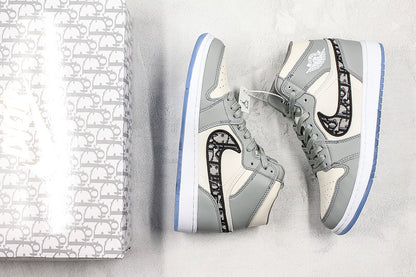 Nike Air Jordan 1 High-top Wolf Grey Sneakers Dior Joint Edition