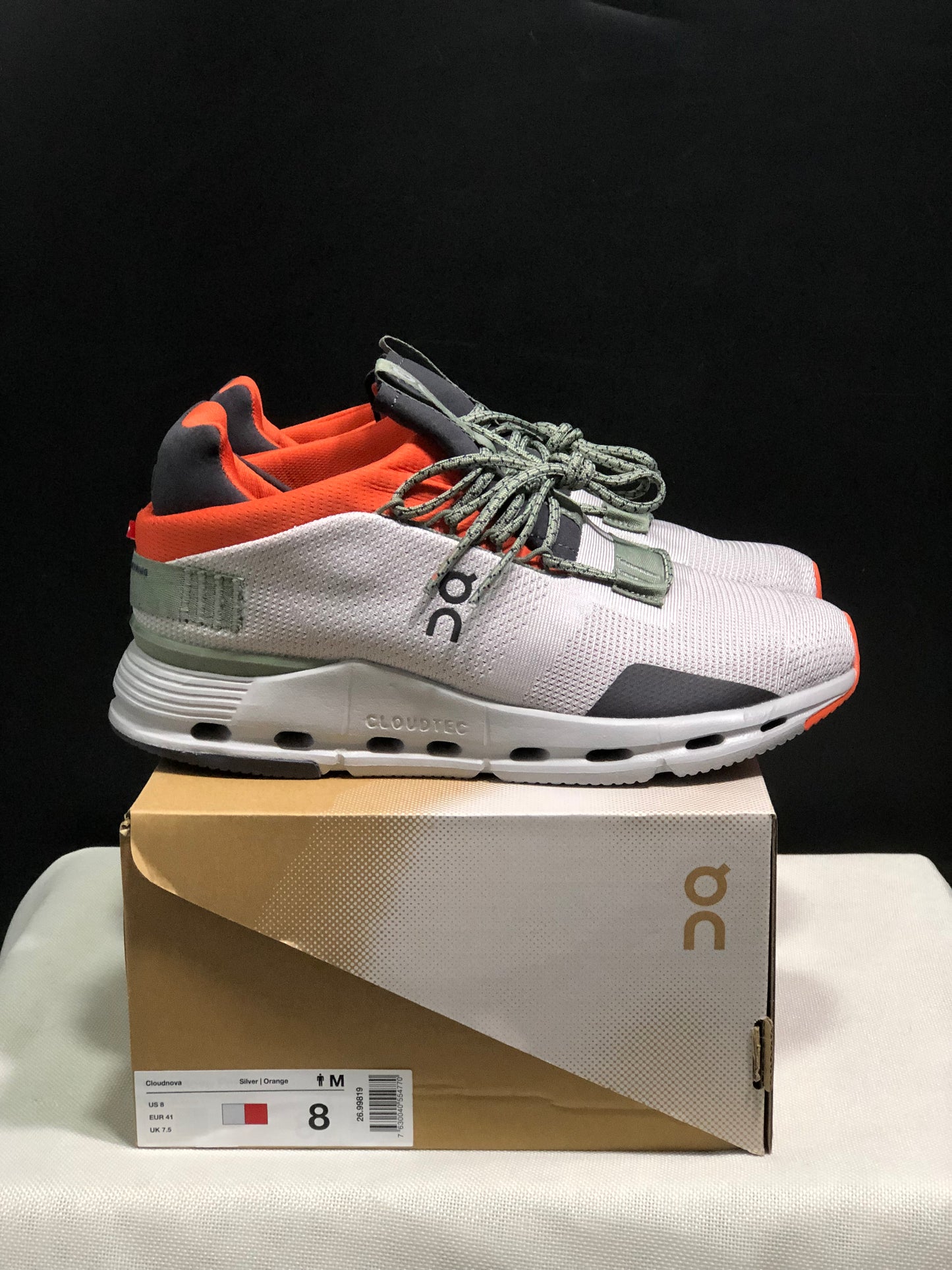 On Running Cloudnova Lightweight Sports Casual Shoes Silver/Orange