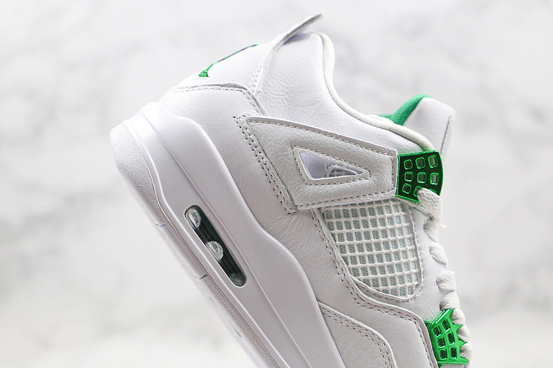 Nike Air Jordan 4 Retro White Metallic Green Sneakers