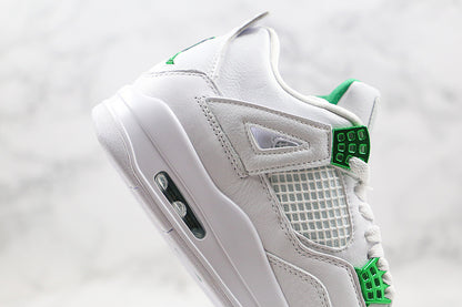 Nike Air Jordan 4 Retro White Metallic Green Sneakers