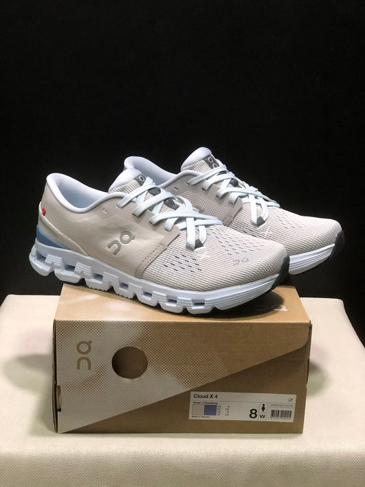 On Running Cloud X4 Comfortable Running Shoes Light Khaki/Milk Blue