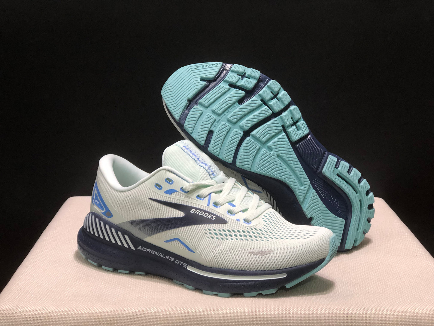 Brooks Adrenaline GTS 23 Shock-absorbing Wear-resistant Low-top Running Shoes White/Blue