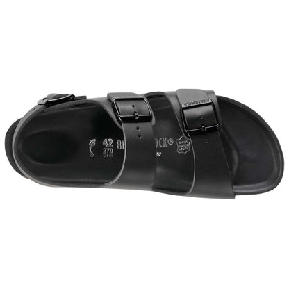 Birkenstock Two-Button Pure Black Matte Leather Sandals
