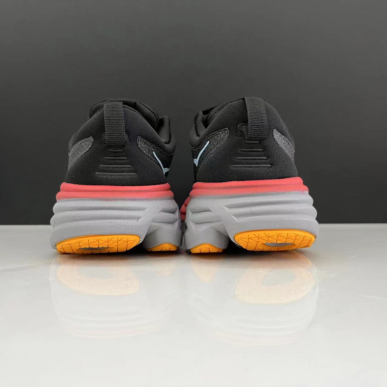 Hoka One One Bondi 8 Breathable Low-top Running Shoes Sneakers Gray/Orange
