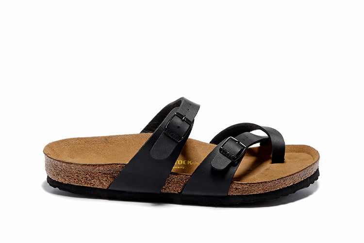 Birkenstock Black Comfort Toe-Loop Leather Sandals
