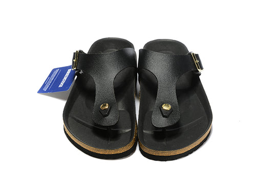 Birkenstock Black Matte Leather Casual Flip Flops