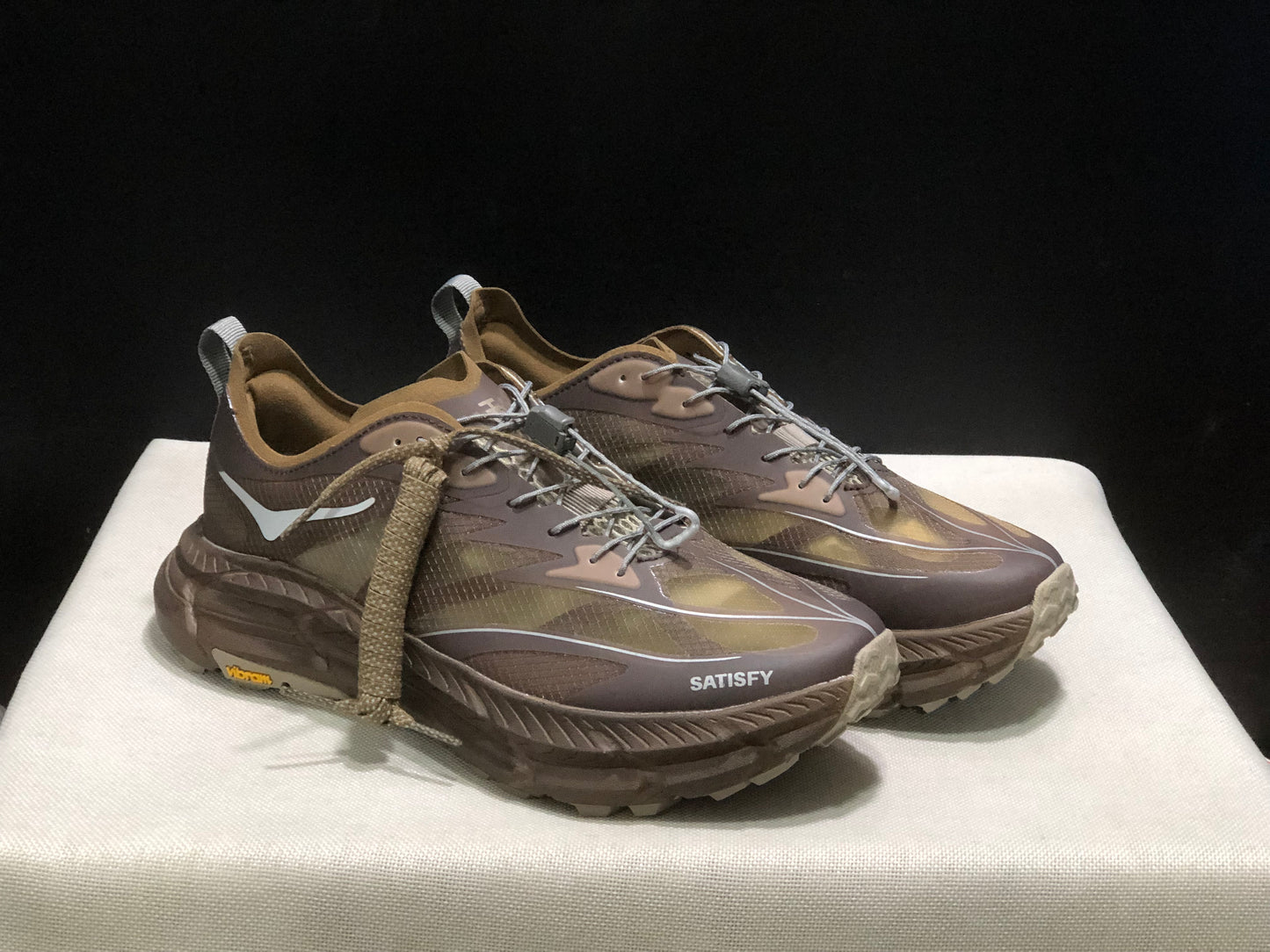 Hoka One One Satisfy x Mafate Speed 4 Breathable Fashion Running Shoes Sneakers Brown