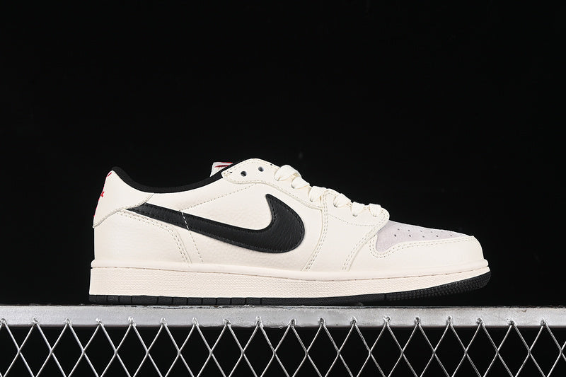 Travis Scott Fragment Design Nike Air Jordan 1 Low OG SP Black Sole Grey White Sneakers