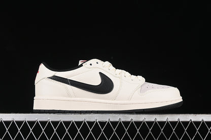 Travis Scott Fragment Design Nike Air Jordan 1 Low OG SP Black Sole Grey White Sneakers