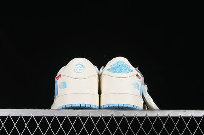 Travis Scott Fragment Design Nike Air Jordan 1 Low OG SP Sky Blue White Sneakers